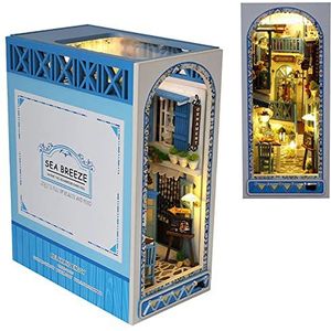 TOPBSFARNY 3D Houten boekenstandaard, puzzel, doe-het-zelf poppenhuis, houten boekensteunen, boekenkast, modelbouwset met ledlicht, voor tieners en volwassenen, creatief cadeau voor verjaardagen,