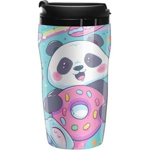 Regenboog Kleurrijke Leuke Panda Koffie Mok met Deksel Dubbele Muur Water Fles Reizen Tumbler Thee Cup voor Hot/Ice Dranken 250ml