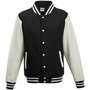Just Hoods Varsity Jacket Collegejack, uniseks, Jet Black/White, M