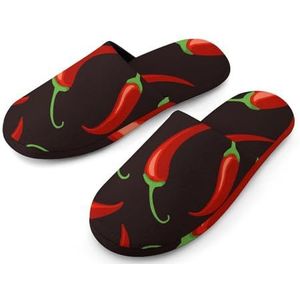 Rode Peper Volledige de Pantoffels Warme Antislip Rubber Enige Huisschoenen van Drukmensen voor Binnenhotel