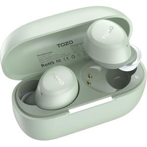 TOZO A1 2024 Nieuwe verbeterde draadloze oordopjes, Bluetooth 5.3 in ear koptelefoon licht-gewicht, ondersteuning APP EQ Setting, Stereo Sound Headset langer afspelen met oplader waterdicht, groen