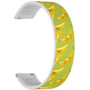 RYANUKA Solo Loop band compatibel met Ticwatch E3, C2 / C2+ (onyx en platina), GTH/GTH Pro (bananen op groene achtergrond), snelsluiting, 20 mm rekbare siliconen band, accessoire, Siliconen, Geen
