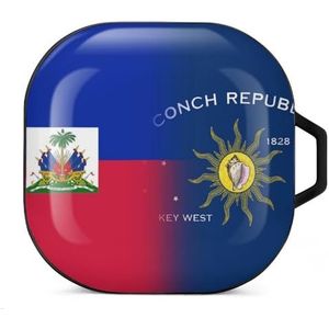 Haïti Conch Republic Key West vlag oordopjes hoesje compatibel met Samsung hard shell beschermhoes zwart-stijl