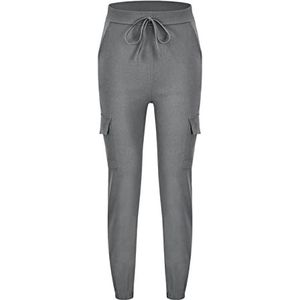 SHINROAD Vrouwen Pocket Cargo Broek Zijzakken Enkel Gestreepte Slim Trekkoord dame Joggingbroek Streetwear broek Grijs XL