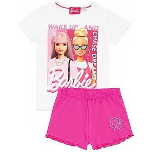 Barbie Meisjes Roze Pyjama Set | Kinder T-shirt met korte mouwen en korte korte broek Pjs | Leuk ontwerp | Comfortabele nachtkleding | Perfect cadeau voor je kleine diva
