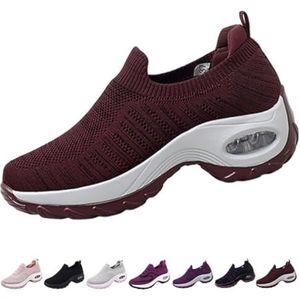 KIKIATA Orthoture Damesschoenen, Comfort Mesh Wandelschoenen voor dames, instappers met licht luchtkussen, orthopedische sneakers, lichtgewicht ademende boogondersteuning, sneakers voor dames (rood,