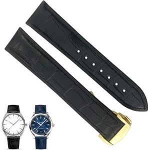 dayeer Leren horlogeband voor Omega De Ville Seamaster Constellation horlogeband (Color : Black gold, Size : 22mm)