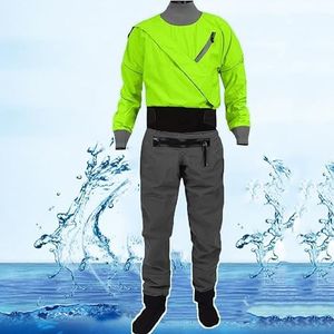 Droogpak Waterdicht En Ademend Heren Kajak Droogpak, Ritssluiting Aan De Voorkant Zeil Kajakuitrusting, Voor Peddelen, Vissen, Varen, Kanoën, Toeren, Zeilen,Green-XXL