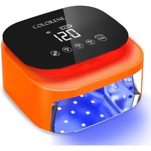 Draadloze UV LED-nagellamp, 60W oplaadbare nageldroger gelpolish licht, intelligente autosensor LCD-display nagellamp, draagbare 30 kralen led-nagellamp met 4 timerinstellingen (Oranje)