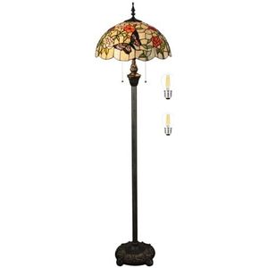 Tiffany Staande lamp geel Liaison gekleurd glas staande leeslamp 16 inch antieke hoek lamp decor slaapkamer woonkamer thuis kantoor (A6)