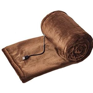 Liuyoyo Verwarmde deken, elektrische plaid zachte fleece elektrische deken, machinewasbaar, zacht en comfortabel, snelle verwarming, warme deken, bruin, 80 x 140 cm