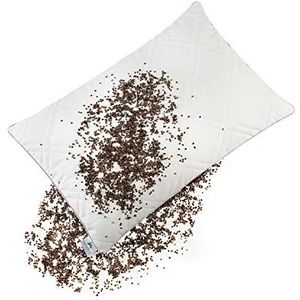 NATURECA Boekweitkussen, nekkussen, natuurlijk kussen, 100% biologische boekweitschaal met katoenen overtrek, orthopedisch kussen, bedkussen, 40 x 60 cm