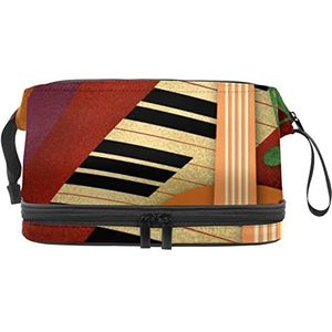 Make-up tas - grote capaciteit reizen cosmetische tas, gitaar muziek kunst, Meerkleurig, 27x15x14 cm/10.6x5.9x5.5 in