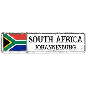 Zuid-Afrika Custom Street Sign Zuid-Afrika Vlag Tekens Hoofdstad van Zuid-Afrika Aluminium Metalen Teken Road Rustieke Muur Art Woondecoratie Gift voor Buitenlandse Vriend, Buurman 12x3 inch