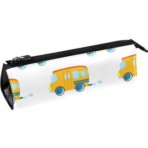 VAPOKF Cartoon Geel School Bus Pen Tas Briefpapier Pouch Potlood Tas Cosmetische Pouch Tas Compacte Rits Tas, Meerkleurig, 5.5 ×6 ×20CM/2.2x2.4x7.9 in, Tas Organizer