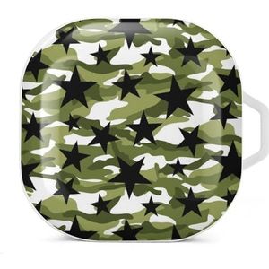 Ster- en camouflagepatroon oordopjes hoesje compatibel met Samsung harde beschermhoes in witte stijl
