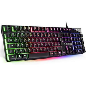 EMPIRE GAMING - Gaming-toetsenbord K300 (AZERTY) - 105 semi-mechanische toetsen - RGB LED-achtergrondverlichting - 19 anti-ghosting toetsen - 12 multimedia-sneltoetsen - USB bedraad