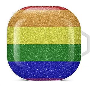 Regenboog vlag Gay Pride oordopjes hoesje compatibel met Samsung hard shell beschermhoes wit stijl