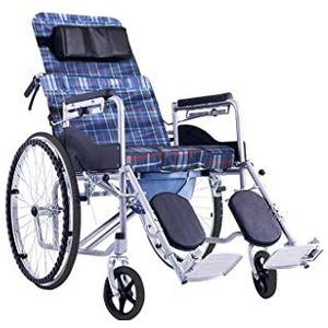Lichtgewicht rolstoel mobiliteitshulpmiddelen 3 versnellingsverstelling halfliggende rolstoel, ultralichte reisrolstoel, draagbare opvouwbare transportrolstoel comfort reisstoel rolstoel (kleur: blauw)