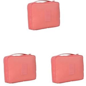 Cosmetische Opbergtas Waterdichte Grote Capaciteit Draagtas Toiletartikelen Pouch Case Thuis Make-up Wassen Pocket Vrouwen Meisjes Rode Wijn, 3 Set (Watermeloen Rood), as description, als beschrijving