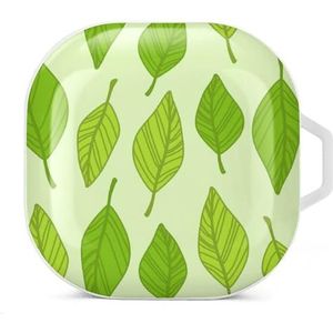 Spring Leaves Pattern Oordopjes Hoesje Compatibel met Samsung Hard Shell Beschermhoes Wit-Stijl
