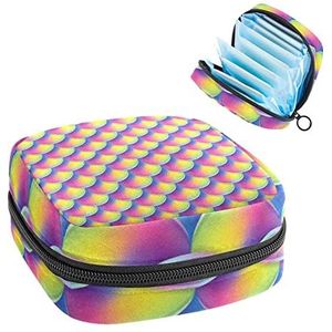 Periode Pouch Draagbare Tampon Opbergtas,Tampon Houder voor Portemonnee Vrouwelijke Product Organizer,Roze Geel Visschaal Zeemeermin Patroon, Meerkleurig, 4.7x6.6x6.6 in/12x17x17 cm