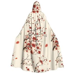 MQGMZ Japanse lente pruim bloemenprint unisex capuchon mantel feest, carnaval, vampier kostuum, heks kostuum, Halloween decor
