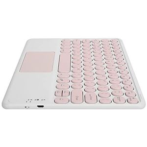 Ronde keycaps, bluetooth, tablettoetsenbord, draadloos pc-toetsenbord, oplaadbaar, ergonomisch design met touchpad voor Windows/iOS/Android (roze)