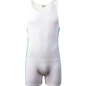 Juflam Heren Wrestling Singlet Atletisch Turnpakje Bodysuit Gym Sportkleding Ondershirt (C-Wit, X-Large), C-wit, XL