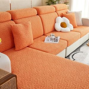 Stretch Voor Sectionele Hoesjes, Super Stretch Wasbare Bankhoezen All-inclusive Bankhoes Hoes Vier Seizoenen Universele Bankkussenhoes(Orange,Large Double Seat Cover)