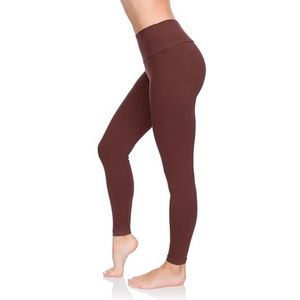 SOFTSAIL legging voor dames, van katoen, hoge taille, volledige lengte, buikcontrole, rekbaar, elastische paneelbroek voor in de fitnessstudio, fitness, yoga, afslankende leggings, oversized, LWP3, bruin, 42