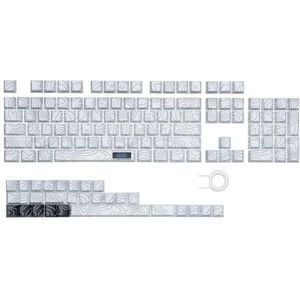 QPSJXN Profiel zwart - wit topografie -kleurstof gesublimeerde keycap set 132 Zijdruk MX Switch RGB Backlight Keycaps (White)