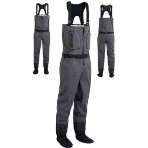 S-3xl Viswaadpak Voor Heren, Waterdicht En Ademend, Ademend Waadpak, 3-Laags Waterdicht Materiaal, Voor Peddelen, Vissen En Kanoën,Grey-XXL