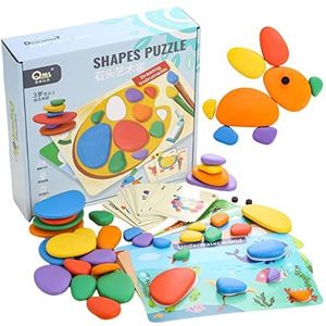 Regenboog Stapelkiezelstenen,Regenboog geplaveide puzzel speelgoed | In-Home Learning Toy Balance Stones Game Vroege Educatieve Puzzels voor Vroege Wiskunde Activiteit Firulab