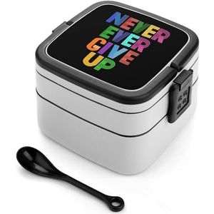 Never Ever Give Up 3 Lagen Bento Box Lunch Bag Salade Lunchbox Stapelbare Maaltijd Prep Containers voor Vrouwen Mannen