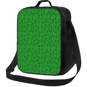 EgoMed Lunchtas, duurzame geïsoleerde lunchbox herbruikbare draagtas koeltas voor werk school Vraagteken in groen