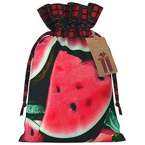 Rode watermeloen herbruikbare geschenktas-trekkoord kerstcadeau tas, perfect voor feestelijke seizoenen, kunst & ambachtelijke tas