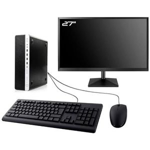 PC HP EliteDesk 800 G3 SFF 27 inch display Intel G4400 RAM 16 GB SSD 480 GB W11 WiFi (gereviseerd)