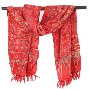 GURU SHOP Bali Batik sarong, wandhanger, wikkelrok, sarongjurk, stranddoek, heren/dames, oranje, synthetisch, maat: één maat, rood/3, Eén Maat