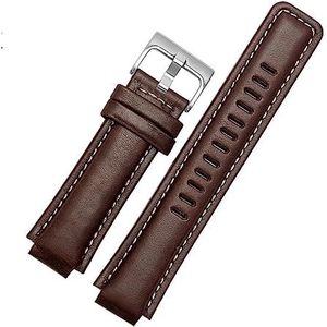 Lederen horlogebandje for Timex for Tidal for kompas horlogeband for T2n739 for T2n720 for T2n721 canvas horlogeband 24x16mm mannen bolle mond (Color : Brown silver, Size : 24x16mm)