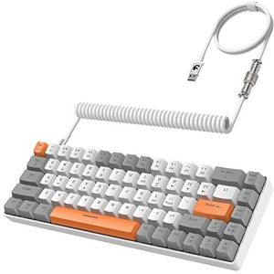 YINDIAO ZIYOULANG T8 60% Gamingtoetsenbord,68 Toetsen,US Layout,Compact Bedraad Mechanisch Toetsenbord met 18 Chroma RGB Backlight,Rode Schakelaar,USB C-opgerolde Kabel,voor PC,PS4-Lichtgrijs