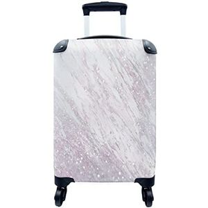 MuchoWow® Koffer - Marmer - Zilver - Roze - Past binnen 55x40x20 cm en 55x35x25 cm - Handbagage - Trolley - Fotokoffer - Cabin Size - Print