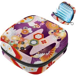 MUOOUM Japans bloemenpatroon maandverband opbergtas menstruatie pad tas draagbare menstruatie cup zakje met rits voor tienermeisjes vrouwen dames