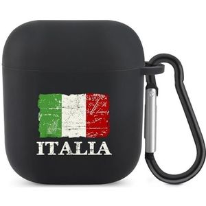 Vintage Italië Italiaanse Vlag Leuke Case Voor AirPods 2 & 1 Shockproof Beschermende Hoofdtelefoon Gevallen Cover Met Sleutelhanger Voor Mannen Vrouwen