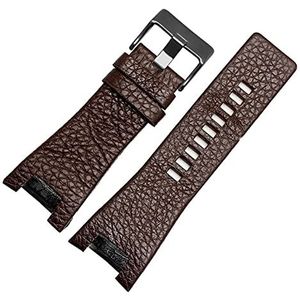 LUGEMA 32mm lederen horlogeband compatibel met dieselhorloge riem for DZ1216 DZ1273 DZ4246 DZ4247 DZ287 Zachte ademend polsband armband (Color : BrownA black buckle, Size : 32-18mm)