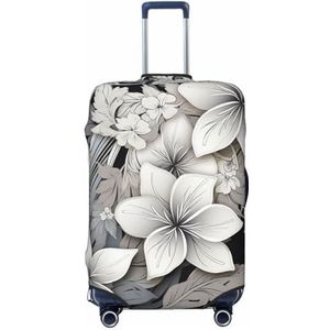 GFLFMXZW Bagagehoes voor reizen, zwart-wit, tropische bloemen, kofferhoezen voor bagage, mode, kofferbeschermer, geschikt voor bagage van 45-81 cm, Zwart, Medium