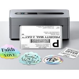 TATTMUSE Thermische labelprinter, expeditie-labelprinter ondersteunt Bluetooth en USB, zelfklevende etiketten of pakketprinter, compatibel met Colissimo, Etsy, UPS, Colissimo