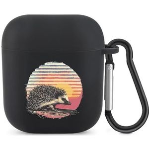 Vintage Zonsondergang Egel Leuke Case Voor AirPods 2 & 1 Schokbestendige Beschermende Hoofdtelefoon Gevallen Cover Met Sleutelhanger Voor Mannen Vrouwen