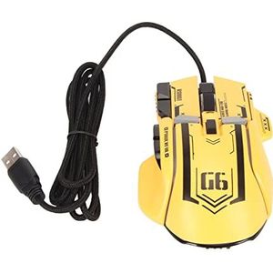 Gaming-muizen, Bedrade Gamingmuis 10-knoppen Macro Programmeerbaar Snelle Rebound Ergonomische Dpi 6 Snelheden Instelbaar 12800 Dpi voor Thuis (YELLOW)