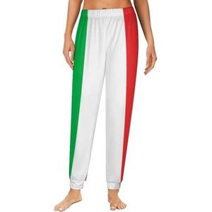 Italiaanse vlag dames pyjama lounge broek elastische tailleband nachtkleding broek print
